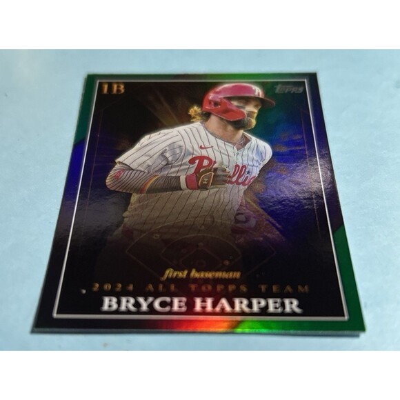 Bryce Harper Phillies 2025 Topps Ser 1 #ATT-5 All Topps Team GREEN Foil /99 - Picture 5 of 5
